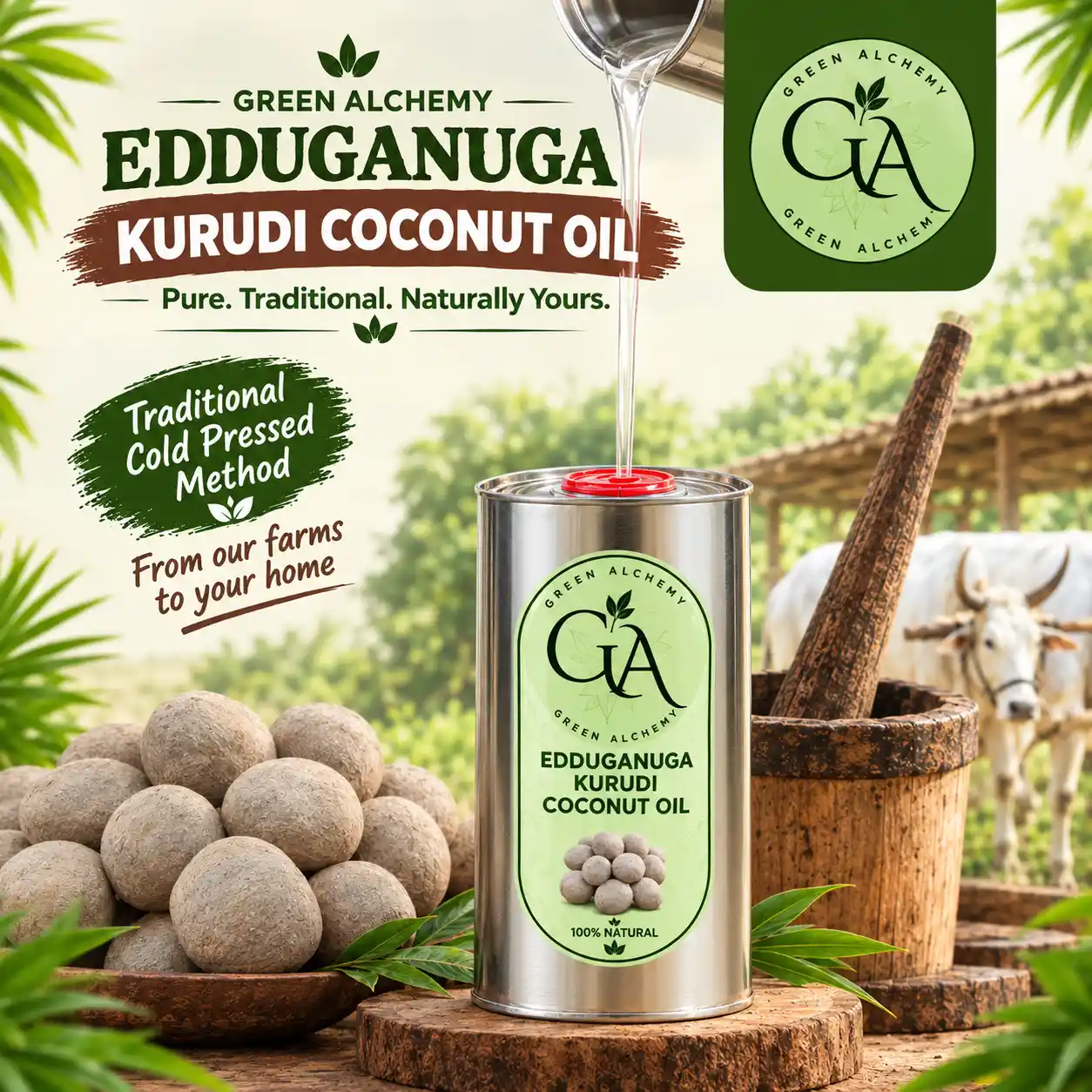 Eddu Ganuga Coconut Oil | ఎద్దు గానుగ కొబ్బరి నూనె